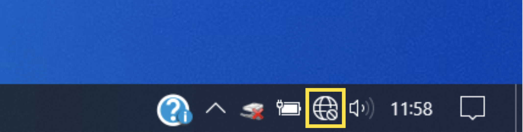 Icône de connexion à internet sous Windows 10